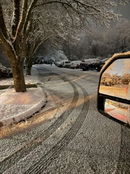 Plowed driveway after a snowfall